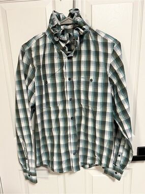KMJ Kate McHale Jensen  Plaid Ruffle Button Down Shirt Flannel Size S